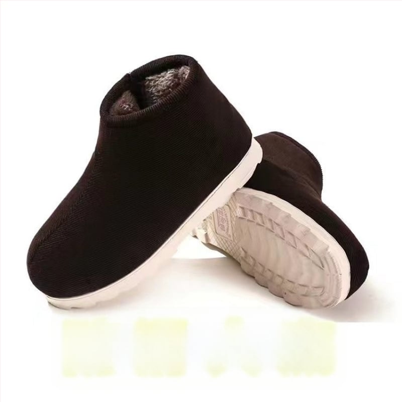 Домашни памучни пантофки с дебела подметка в етно стил, унисекс, антихлъзгащи и износоустойчиви за зимата