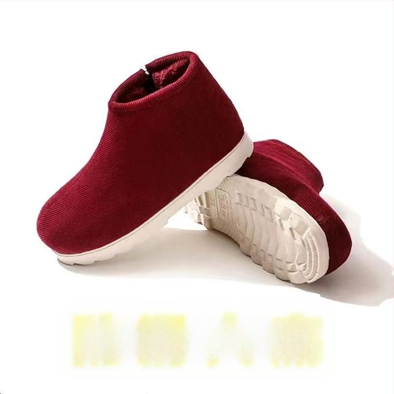 Домашни памучни пантофки с дебела подметка в етно стил, унисекс, антихлъзгащи и износоустойчиви за зимата