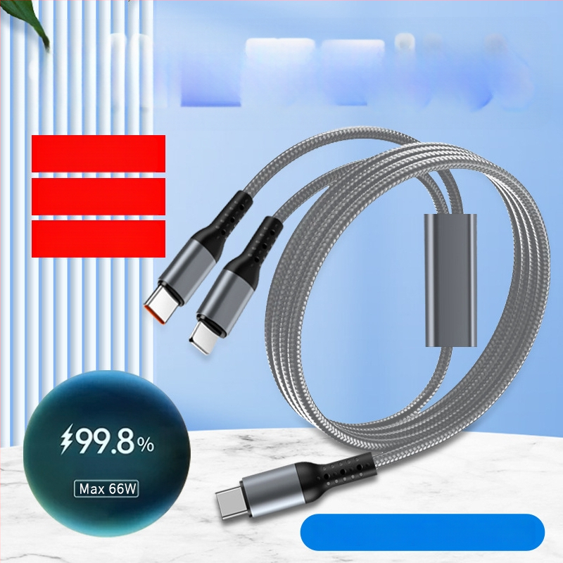 100W rýchlo nabíjací opletený Type-C pravouhlý dátový kábel, 1–2 výstupy, pre Apple 17, tablety Huawei a notebooky