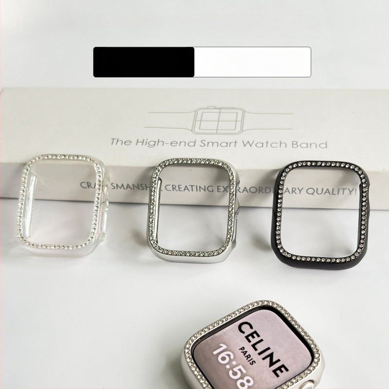 Apple Watch 9 suderinamas laikrodžio dėklas su deimantiniu rėmu, Ultra2 apsauginis dangtelis, tinka S10/S7/S5/S3.