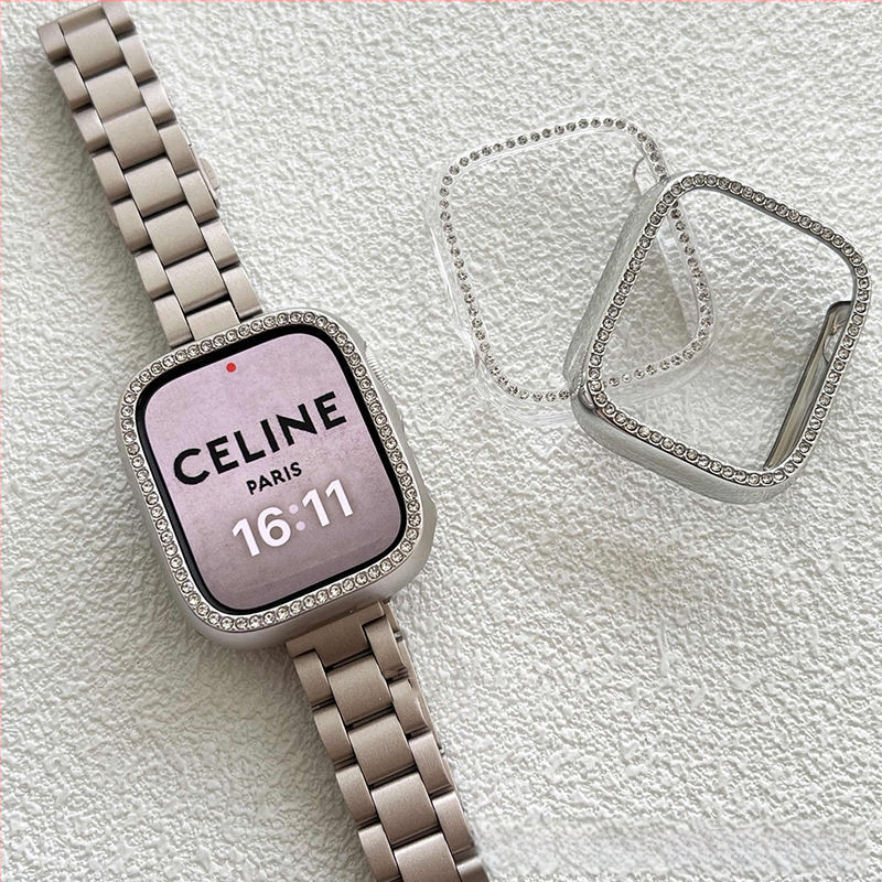 Apple Watch 9 suderinamas laikrodžio dėklas su deimantiniu rėmu, Ultra2 apsauginis dangtelis, tinka S10/S7/S5/S3.