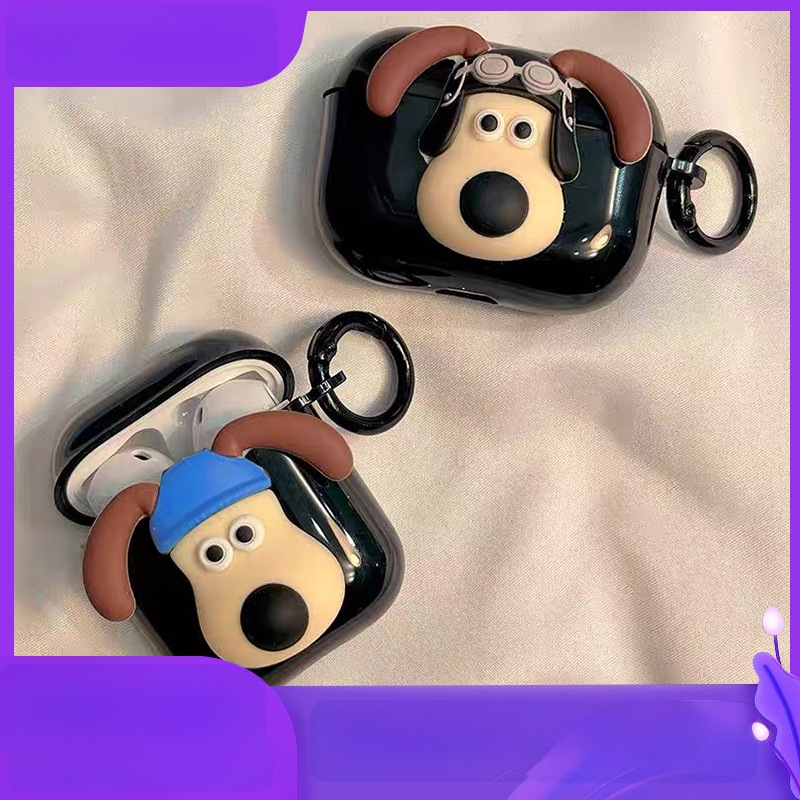 TPU védőtok Apple AirPods Pro 2-hoz, 3D karikatúra kutya dizájnnal, hordozható, all-in-one stílus, ragasztó kivitel