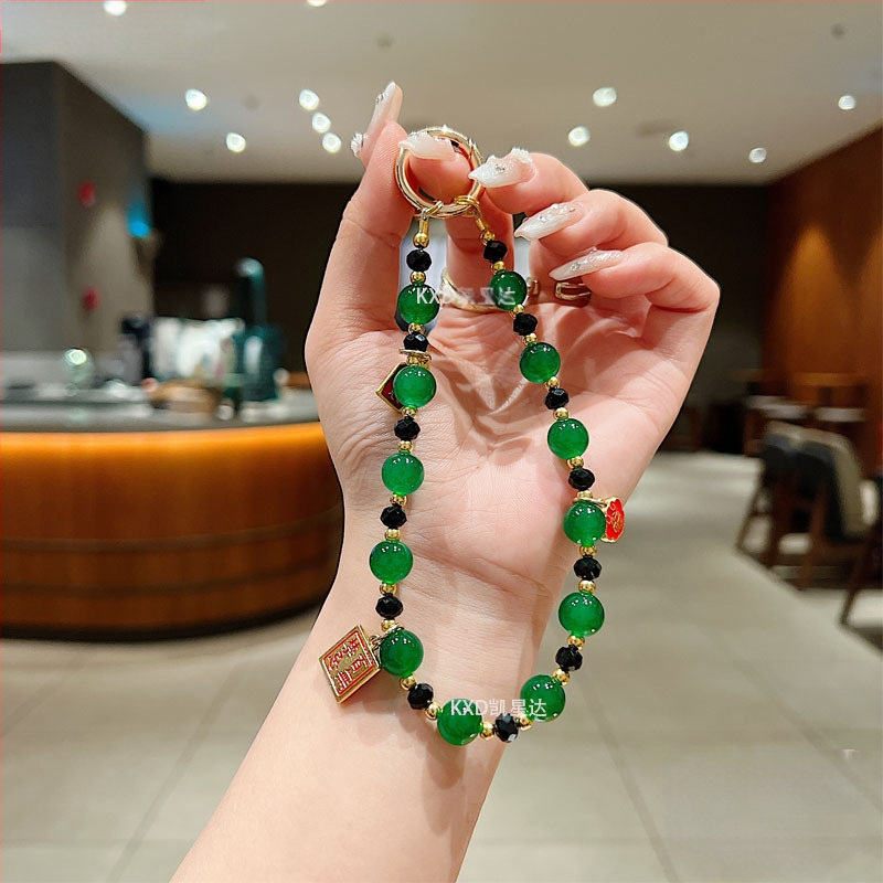 Tālruņa lanyards ar pērļu krellēm, rokdarbs, ķīniešu stilā, ģeometrisks piekariņš, PVC materiāls, universāls, daudzfunkcionāls