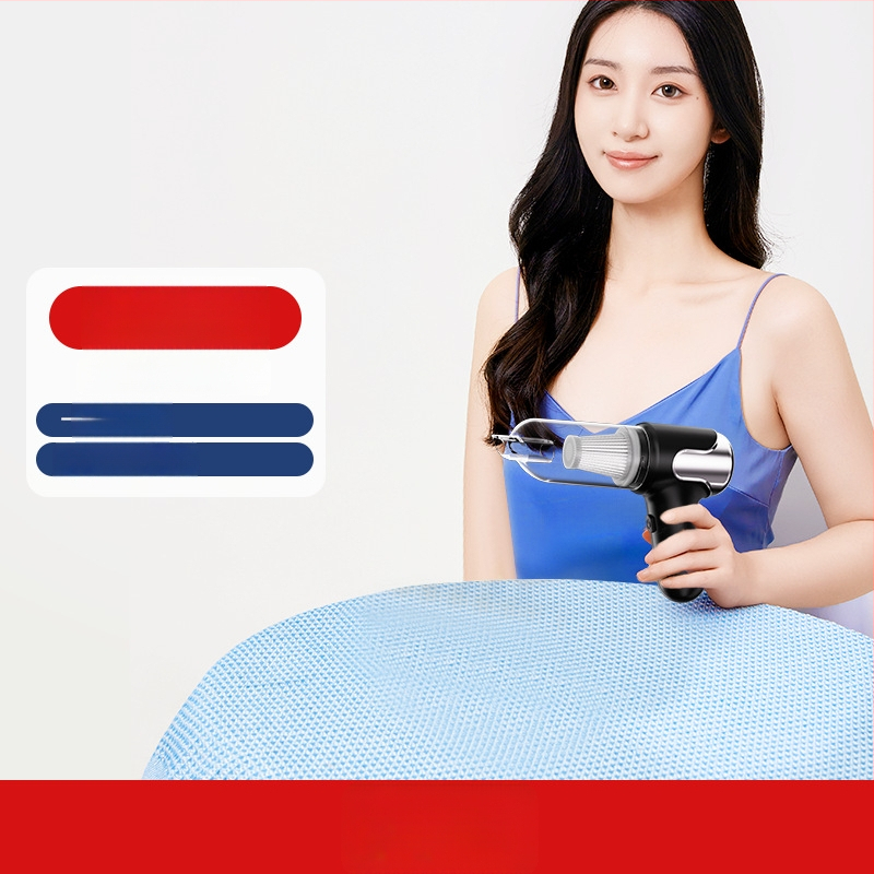 Juhtmevaba käeshoitav tolmuimeja auto ja kodu – 50W, imemine 15,1–20 kPa, sisseehitatud aku 1001–1600 mAh, kuni 3 tundi tööd, müra <36 dB, LED valgustus; komplektis tsüklonotsik, nurkharja, kahe‑ühes puhastus/imeotsik