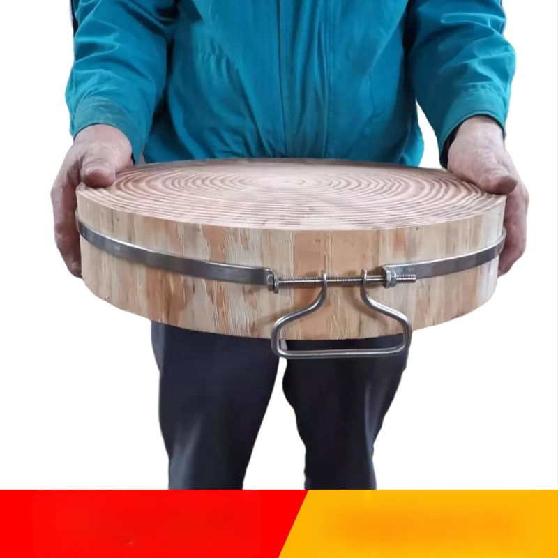 Дъска за рязане, кръгла, от борова дървесина, удебелена, противохлъзгаща, антибактериална