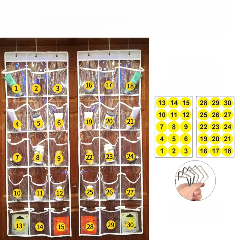 Висяща чанта за съхранение с 15 отделения, нетъкана материя, стенен монтаж или висящ за врата, многофункционална