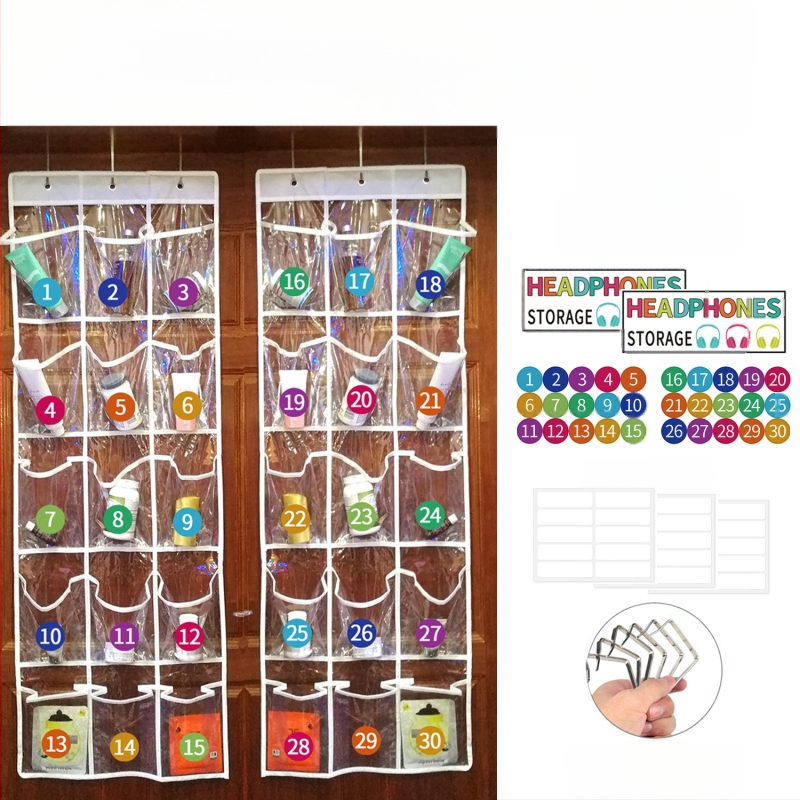 Висяща чанта за съхранение с 15 отделения, нетъкана материя, стенен монтаж или висящ за врата, многофункционална