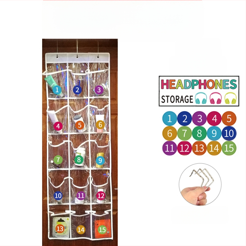 Висяща чанта за съхранение с 15 отделения, нетъкана материя, стенен монтаж или висящ за врата, многофункционална