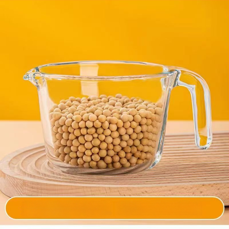 Fogantyús mérőpohár, boroszilikát üveg, graduált skálázás, vastagított, hőálló otthoni konyhához