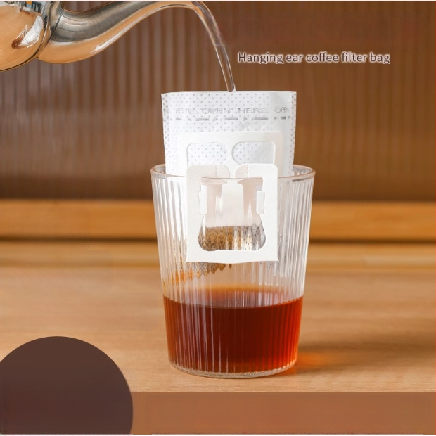 Pungă filtrantă de unică folosință pentru cold brew, filtru din material nețesut, cu bucle pentru agățare, include linguriță