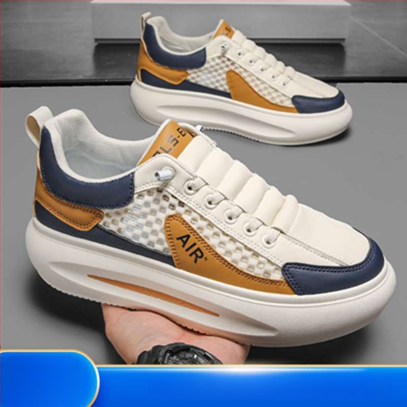 Pantofi sport pentru bărbați, primăvară, plasă respirabilă, talpă groasă, șireturi, pentru timp liber și călătorii