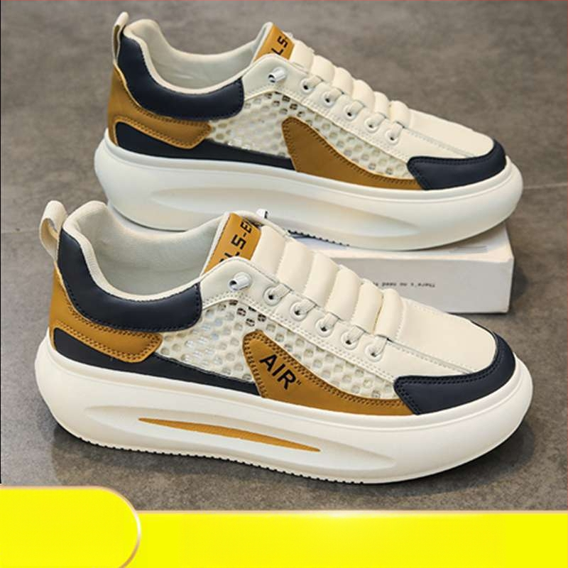 Pantofi sport pentru bărbați, primăvară, plasă respirabilă, talpă groasă, șireturi, pentru timp liber și călătorii