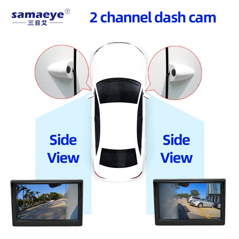 Display de recul pentru autoturism cu cameră waterproof, unghi larg, vedere dreapta-spate, imagine AHD fără fir, asistență pentru unghiul mort