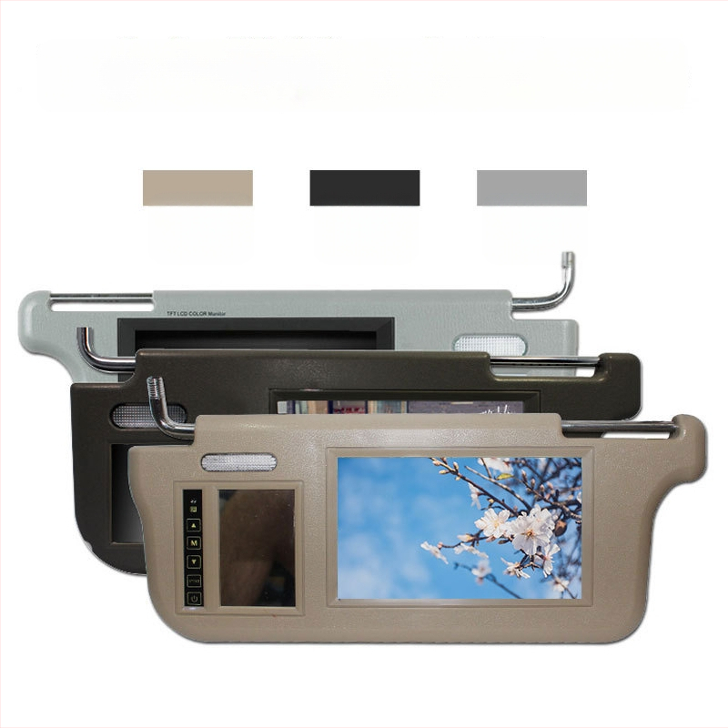 Display plafon auto pentru vizieră solară, cu prioritate imaginii de mers înapoi și oglindă de machiaj — Carl TFT LCD, 800x480, intrare AV, model BK-20211104