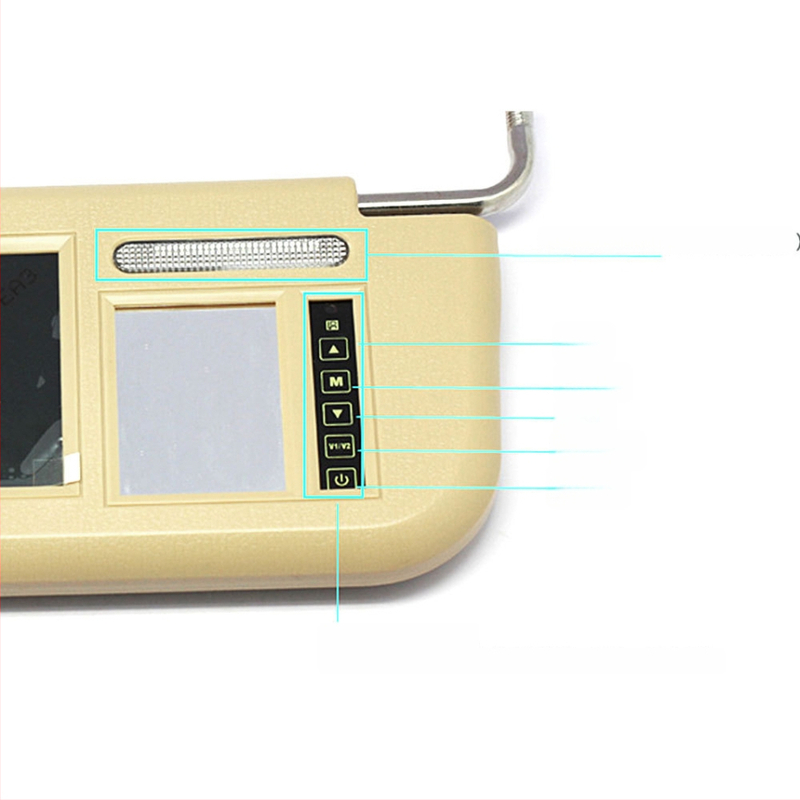 Display plafon auto pentru vizieră solară, cu prioritate imaginii de mers înapoi și oglindă de machiaj — Carl TFT LCD, 800x480, intrare AV, model BK-20211104