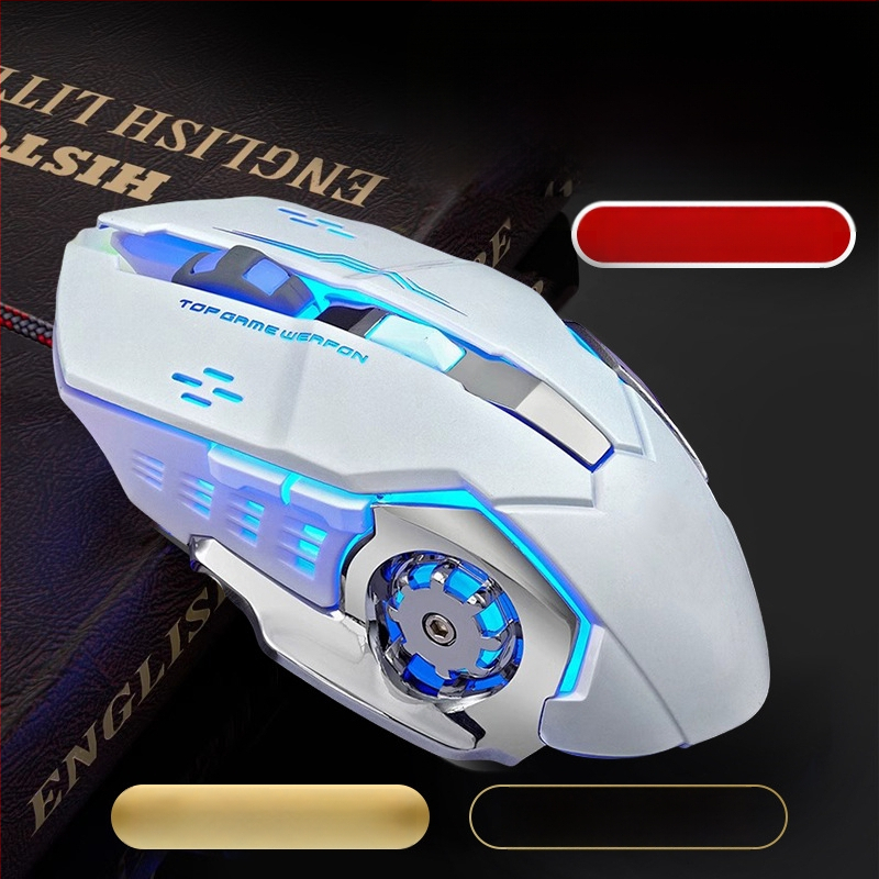 Жична игрова мишка WYG9 с 6 бутона, оптико-електронен сензор DPI 1200–3200, макро програмиране и персонализиране, кабел 1.4 м, тегло 130 g