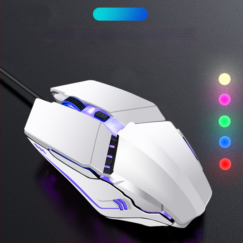 Жична игрова мишка WYG9 с 6 бутона, оптико-електронен сензор DPI 1200–3200, макро програмиране и персонализиране, кабел 1.4 м, тегло 130 g
