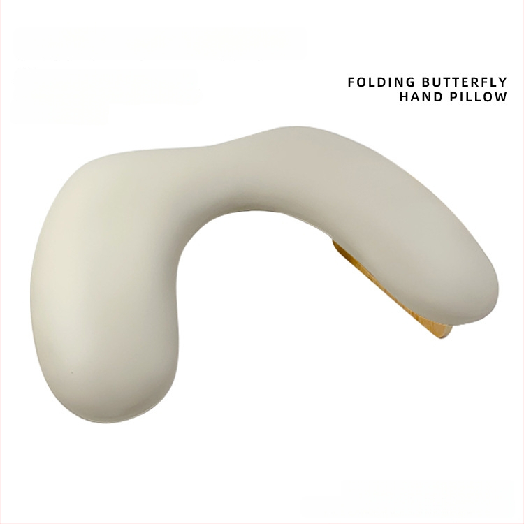 Подложка за ръце за маникюр - дизайн на пеперуда, У-образна наклонена сгъваема форма, мека подложка за облекчаване на умората