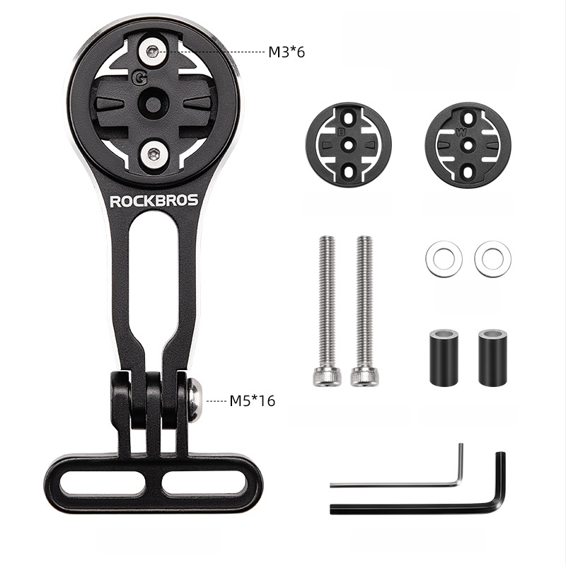 ROCKBROS Suport extins pentru bicicletă pentru computer de ciclism, montură pentru lanternă și bază pentru cameră de acțiune – aliaj de aluminiu AL6061