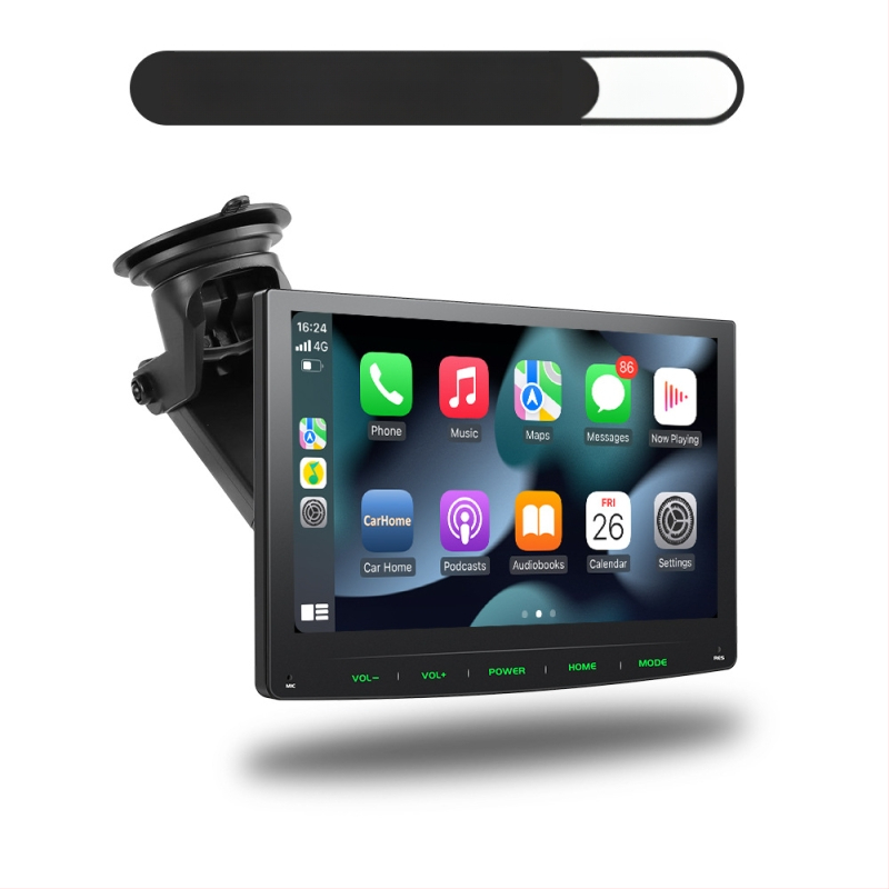 Ecran portabil wireless CarPlay, cu înregistrare auto și navigație la marșarier, model PS7002, display LCD, suport SD card, alimentare prin brichetă