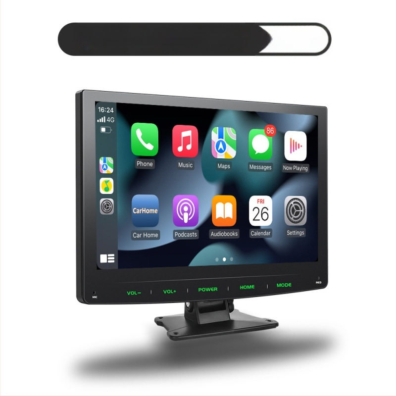 Ecran portabil wireless CarPlay, cu înregistrare auto și navigație la marșarier, model PS7002, display LCD, suport SD card, alimentare prin brichetă