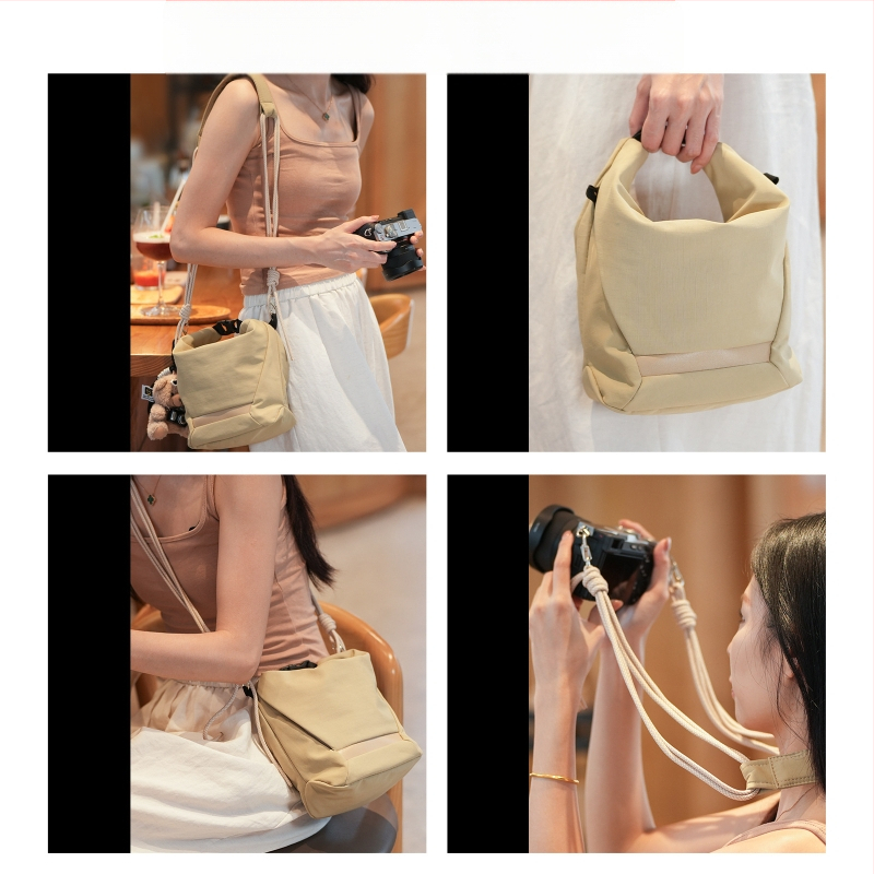 Pečių krepšys fotoaparatui su paminkštintu vidiniu įdėklu, suderinama su Fuji X-T5/X-S20, Canon mirrorless ir Sony ZV-E10 — miesto minimalistinis fotografijos krepšys