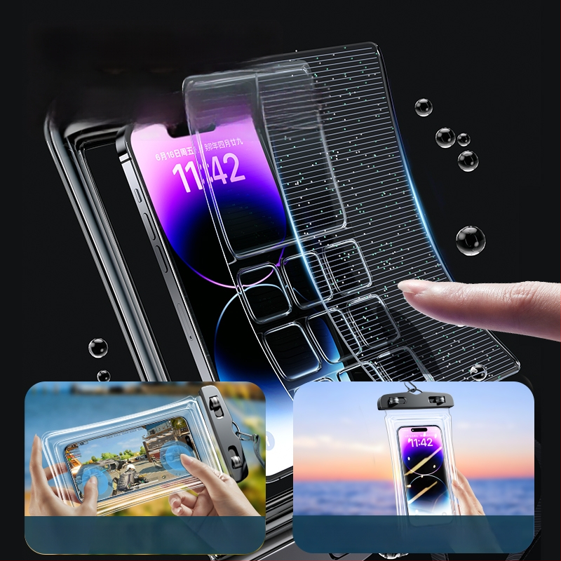 Vodootporna torbica za telefon za plažu s HD dodirnim zaslonom — kompatibilno s telefonima do 7,2 inča, plastično vodootporno kućište, moguć prilagođeni logotip, za plivanje, ronjenje i raftanje