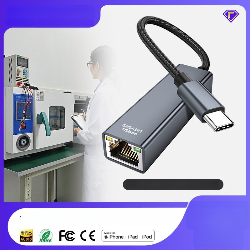 Adaptor USB-C către RJ45 Gigabit DK03 – USB 3.0, 10/100/1000 Mbps, indicator LED, compatibil Windows 11/10/8.1/8, macOS, iOS, Android