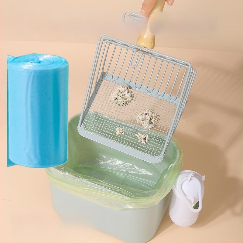 Lopată pentru nisip de pisică și coș de gunoi – 2 în 1, plastic, neimportat, fără cadou