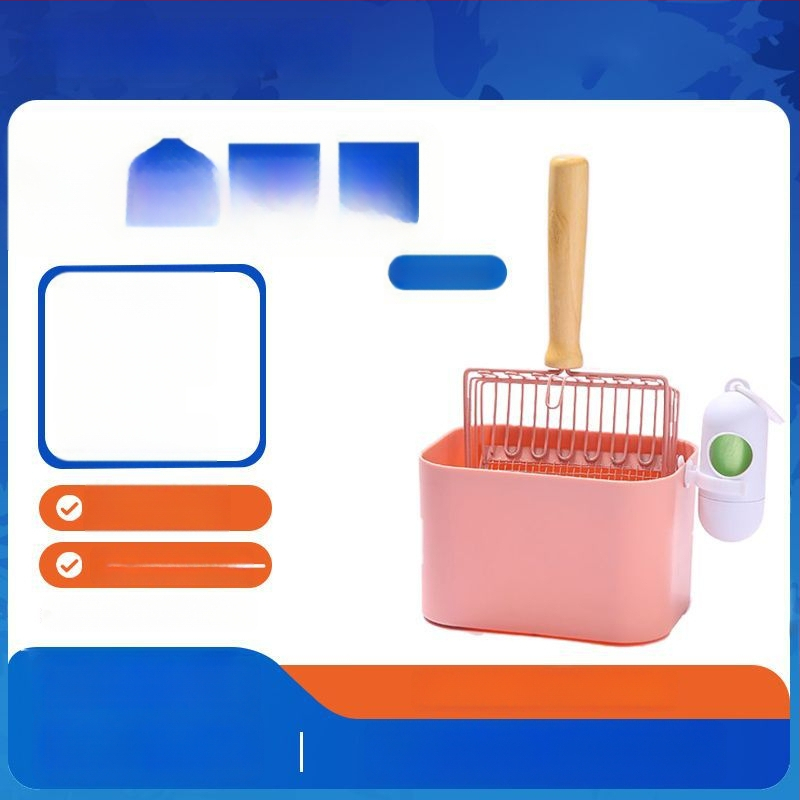 Lopată pentru nisip de pisică și coș de gunoi – 2 în 1, plastic, neimportat, fără cadou