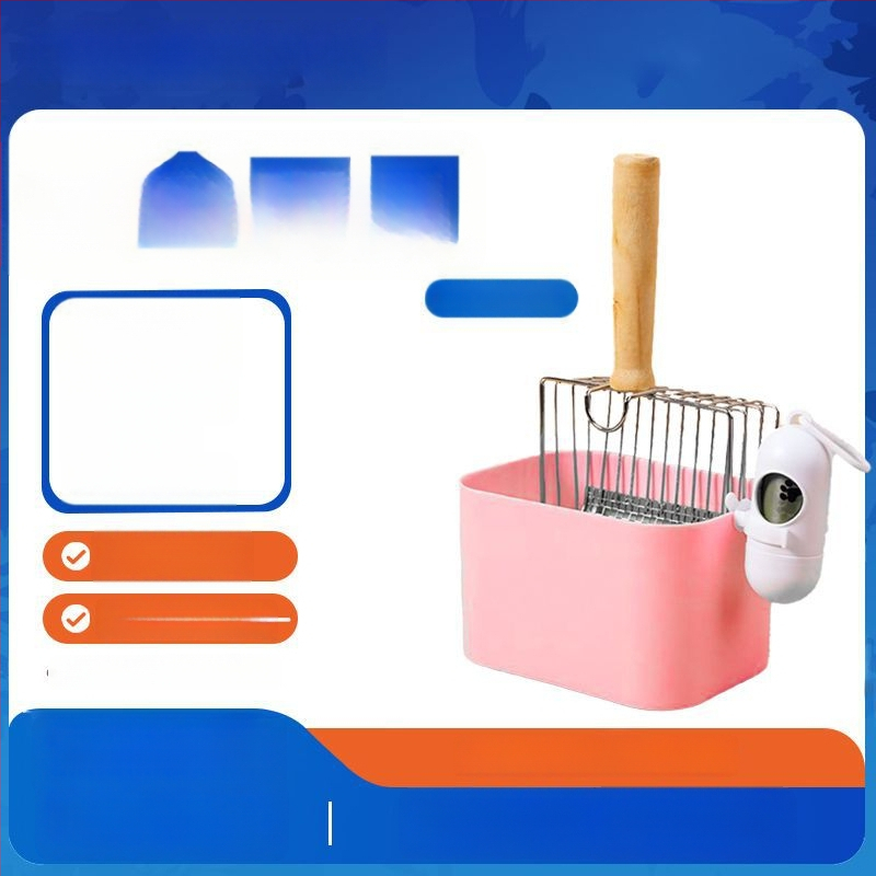 Lopată pentru nisip de pisică și coș de gunoi – 2 în 1, plastic, neimportat, fără cadou