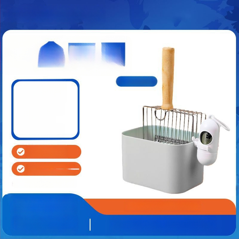 Lopată pentru nisip de pisică și coș de gunoi – 2 în 1, plastic, neimportat, fără cadou