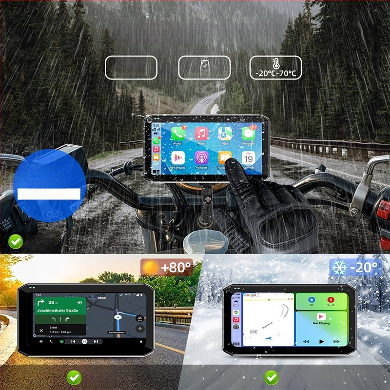 Mt9a Dviračio dviejų kamerų dash cam su CarPlay, padangos slėgio stebėjimas ir aklųjų zonų aptikimas, 150° matymo kampas, 5MP, microSD iki 64GB, 12V