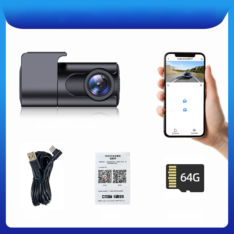 DVR ascuns pentru mașină cu 1080p, vedere nocturnă, unghi de 140°, Wi‑Fi, înregistrare în buclă