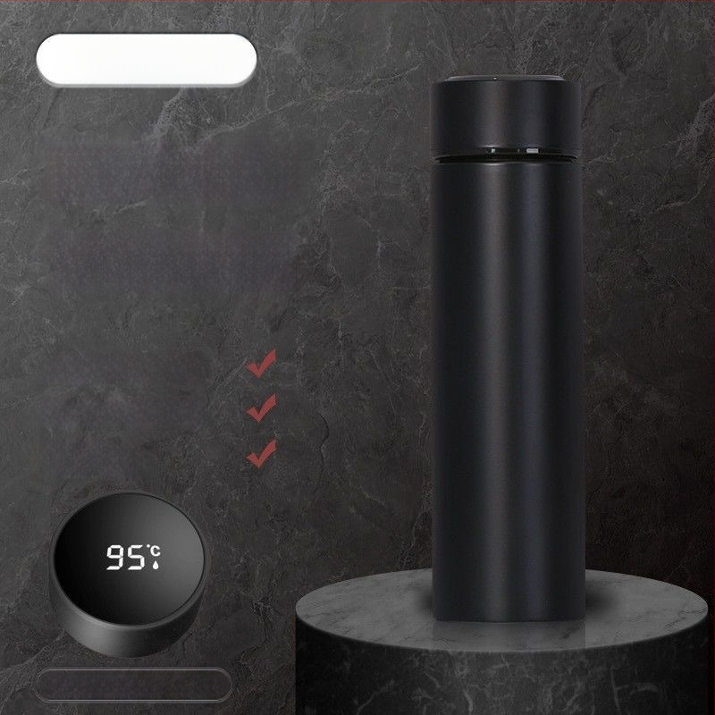 Termos pohár 304 rozsdamentes acél belső tartállyal, külső 201 rozsdamentes acél, szigetelés 6–12 óra, teavíz elválasztás, intelligens vezérlés hőmérséklet-méréssel