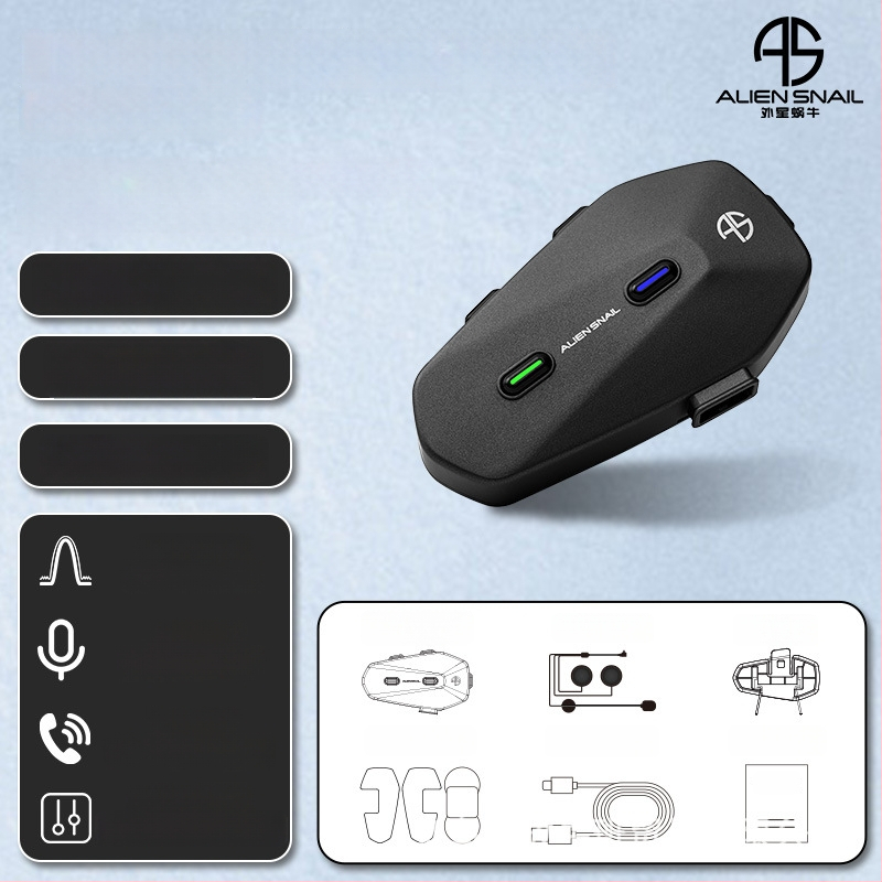 Мотоциклетна каска Bluetooth слушалка с двустранен стерео звук (Bluetooth 5.0, обхват 15 м, автономност 18–22 ч)