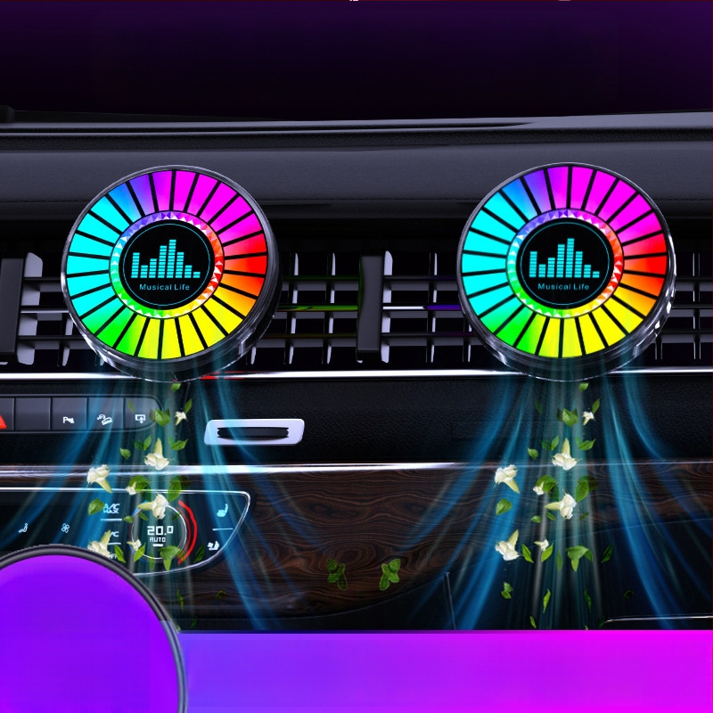 RGB LED λαμπτήρας εξαερισμού αυτοκινήτου με φωτισμό 3D ατμόσφαιρας, φωνητικό έλεγχο και αρωματοθεραπεία
