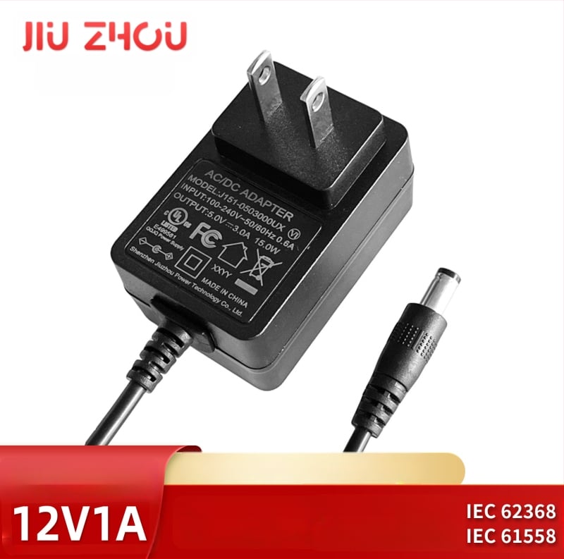 Jiuzhou Power J151 12V 1A tápegység routerekhez, set-top boxokhoz és digitális kis készülékekhez – Európai és Nemzeti szabványok
