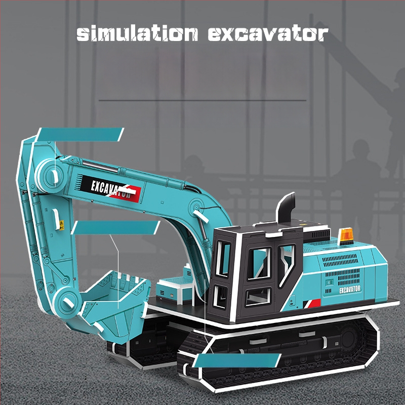 3D пъзел със строителен автомобил — хартиен материал, за деца 4–6 г., DIY и персонализация, триизмерна конструктивна мозайка