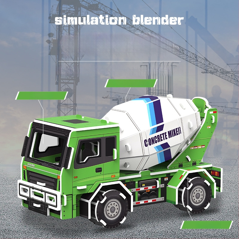 3D пъзел със строителен автомобил — хартиен материал, за деца 4–6 г., DIY и персонализация, триизмерна конструктивна мозайка