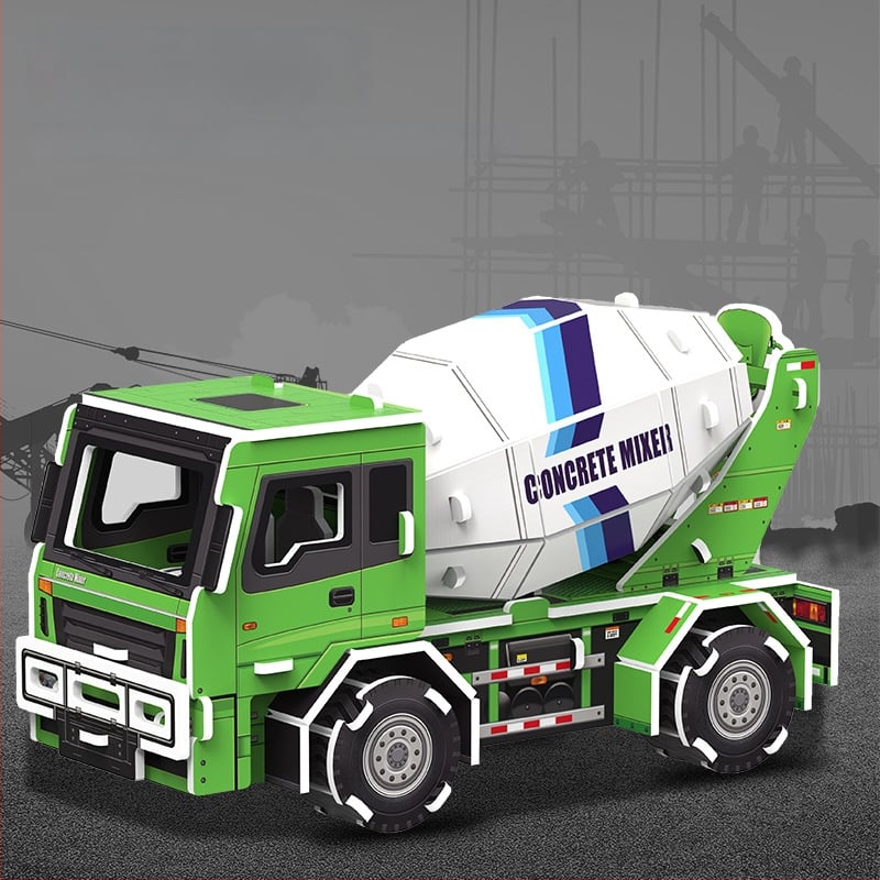 3D пъзел със строителен автомобил — хартиен материал, за деца 4–6 г., DIY и персонализация, триизмерна конструктивна мозайка