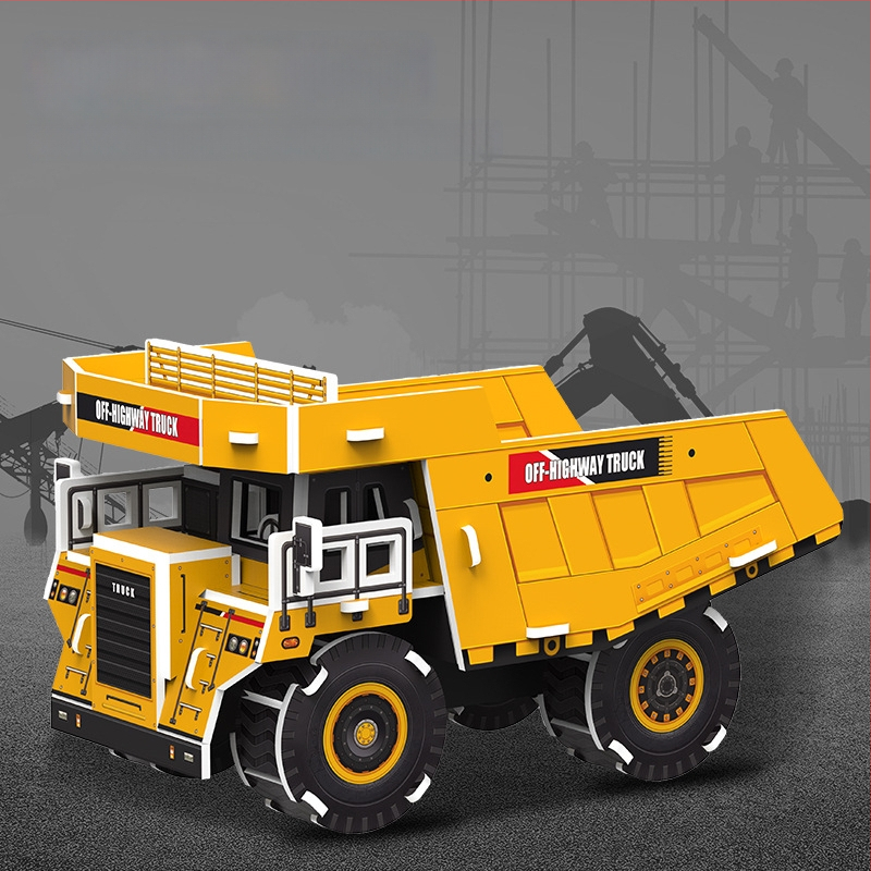 3D пъзел със строителен автомобил — хартиен материал, за деца 4–6 г., DIY и персонализация, триизмерна конструктивна мозайка