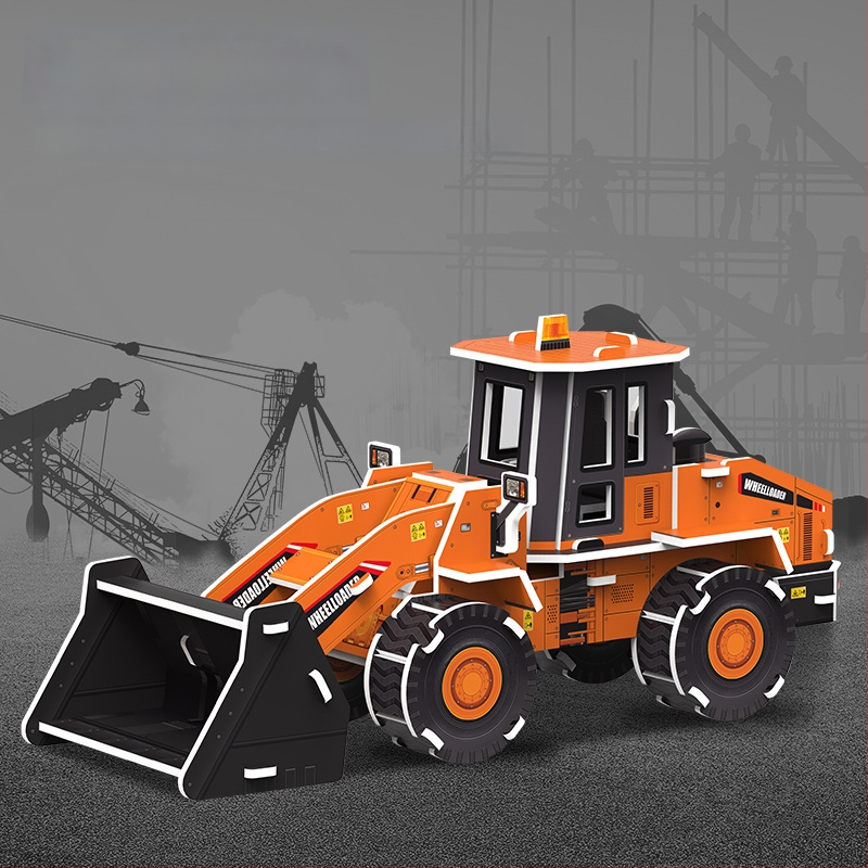 3D пъзел със строителен автомобил — хартиен материал, за деца 4–6 г., DIY и персонализация, триизмерна конструктивна мозайка