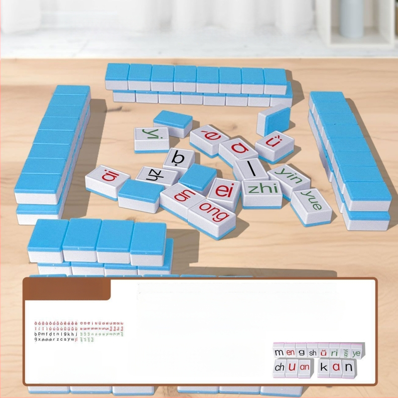 Пластмасова настолна игра с карти – Pinyin Mahjong, разпознаване на букви, пъзел за семейна игра