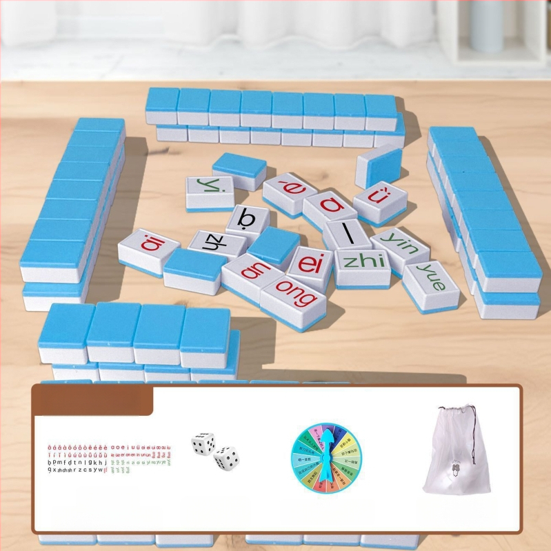 Пластмасова настолна игра с карти – Pinyin Mahjong, разпознаване на букви, пъзел за семейна игра