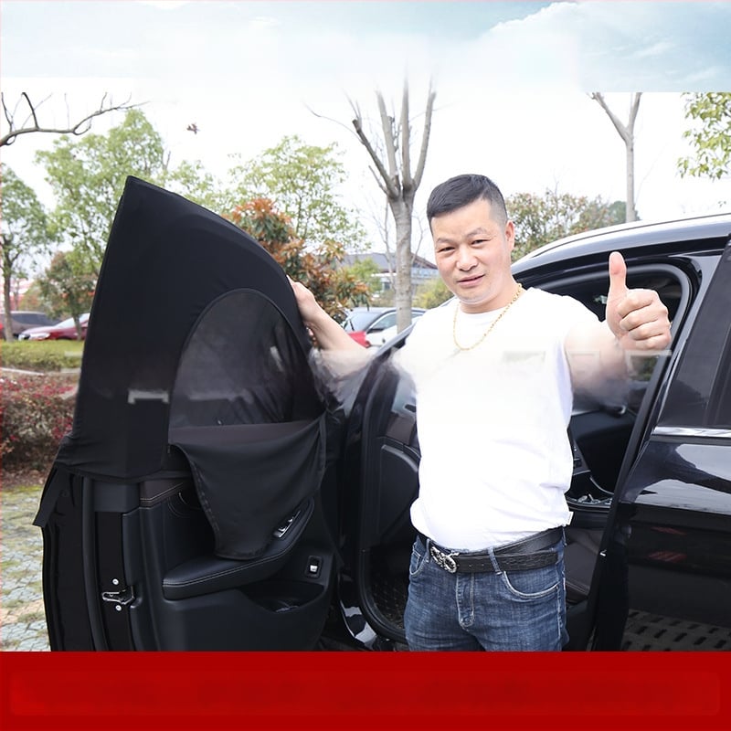 Cortină din plasă pentru geamul mașinii – protecție împotriva țânțarilor, intimitate, umbrire, respirabilă, transparentă, izolație termică; potrivită pentru sedan și SUV; Material: plasă poliesterică; Montură: tip suspendat