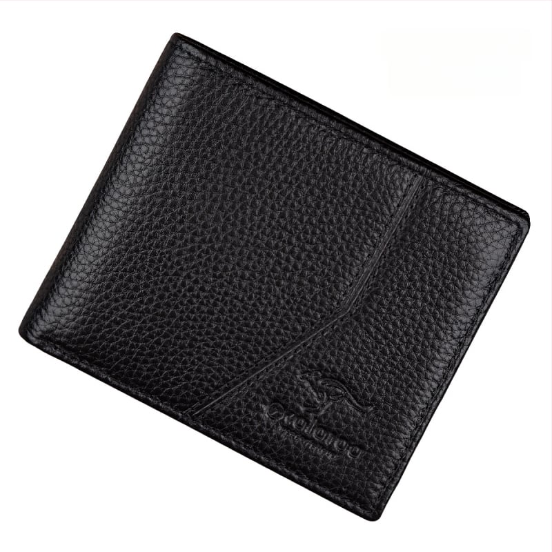 Vīriešu īss maks no īstas ādas, pirmās kārtas āda, pilsētas minimālais stils, vienkrāsains