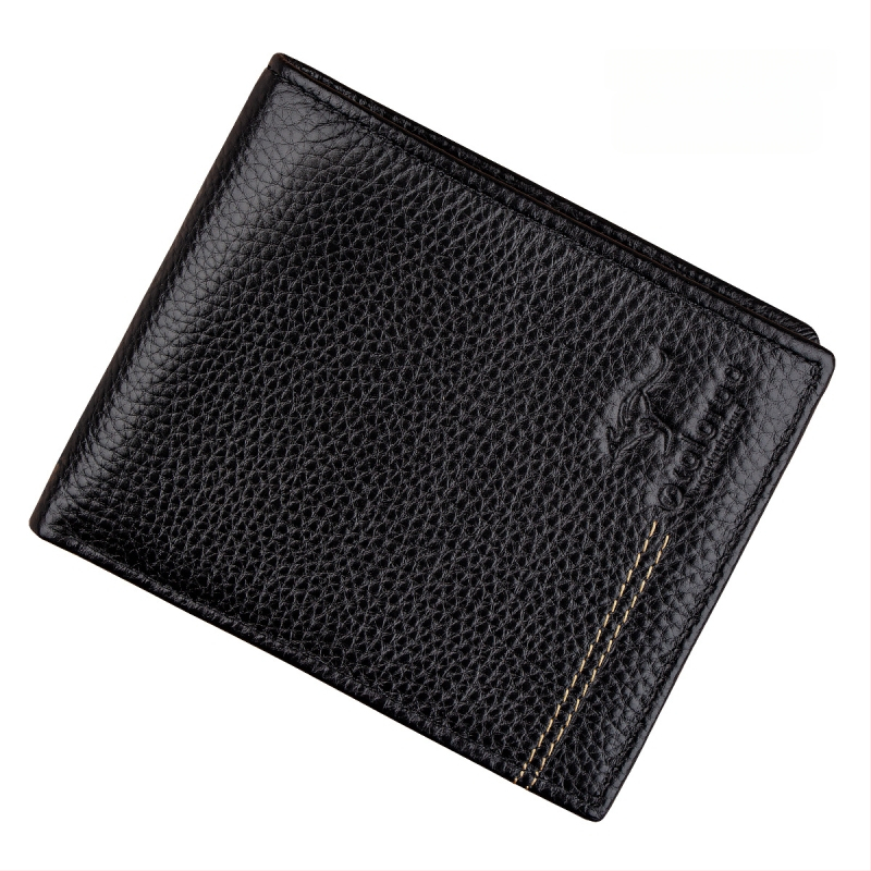 Vīriešu īss maks no īstas ādas, pirmās kārtas āda, pilsētas minimālais stils, vienkrāsains