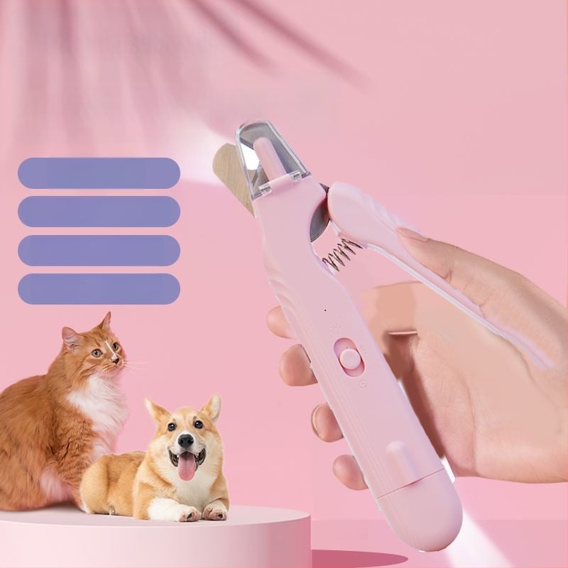 Tăietor pentru unghii de pisică, 2 în 1, cu fișier LED și polisare unghii