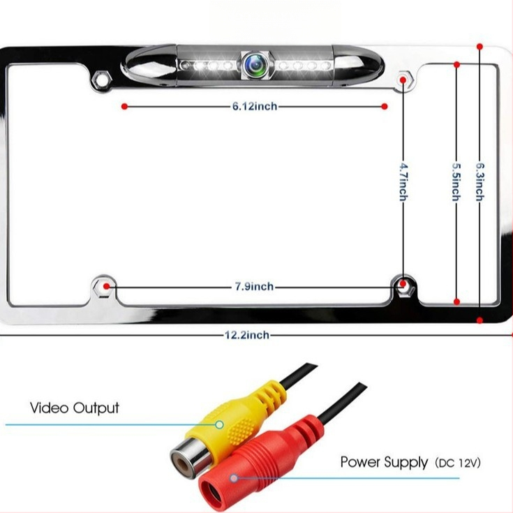 Cameră pentru plăcuța de înmatriculare a autoturismului, model universal, 720p, unghi de vizualizare 170°, alimentare 12V, opțiune fără fir